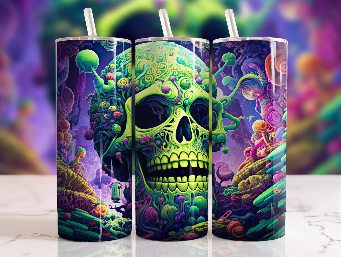 Trippy Skull Sublimation 20oz Tumbler