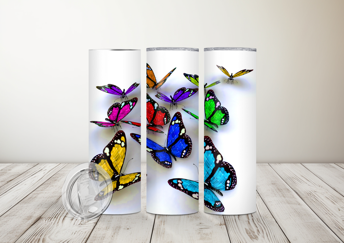 Rainbow Butterflies Sublimation 20oz Tumbler