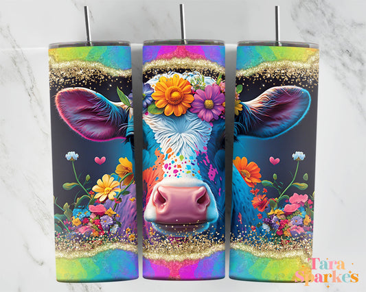 Neon Cow Sublimated 20oz Skinny Tumbler