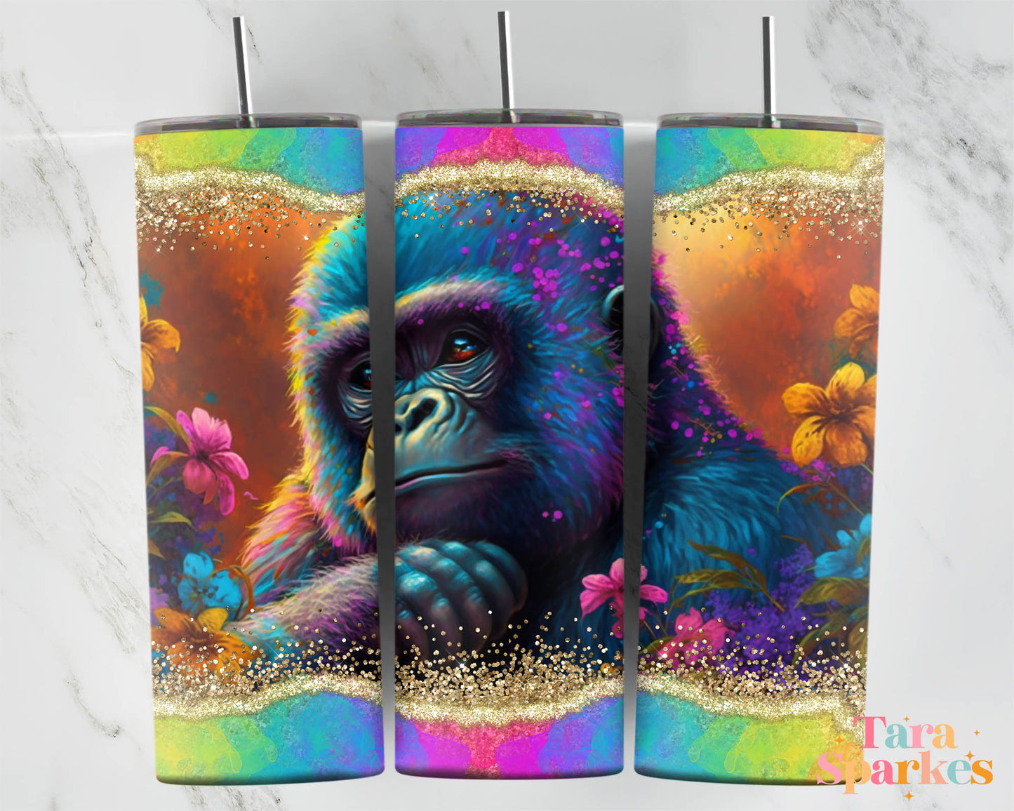 Neon Gorilla Sublimated 20oz Skinny Tumbler