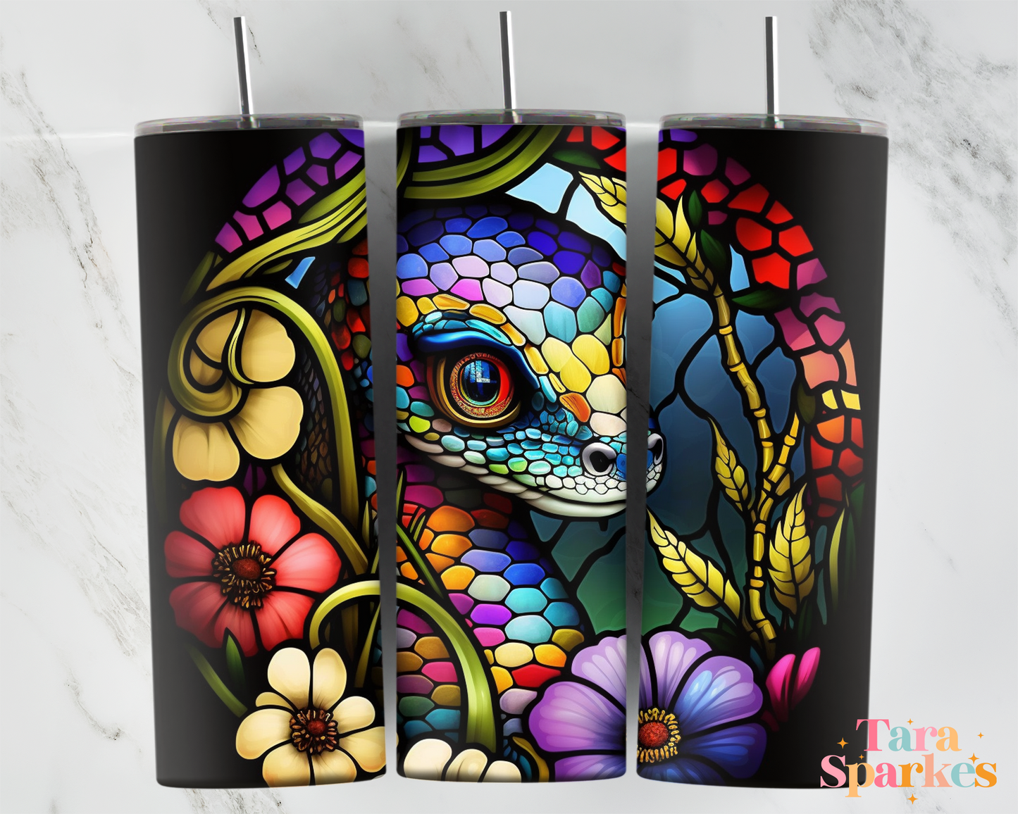 Stained Glass Snake Sublimated 20oz SkinnyTumbler