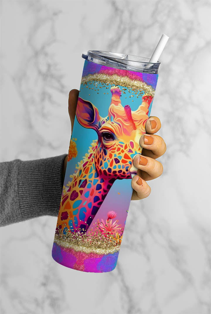 Neon Giraffe Sublimated 20oz Skinny Tumbler