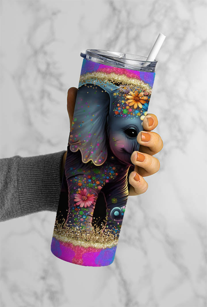 Neon Elephant Sublimated 20oz Skinny Tumbler