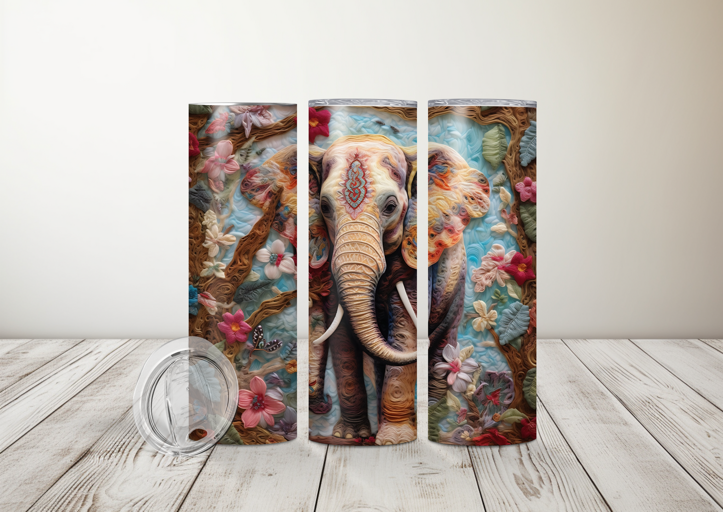 Elephant Felt Art Sublimation 20 oz Tumbler