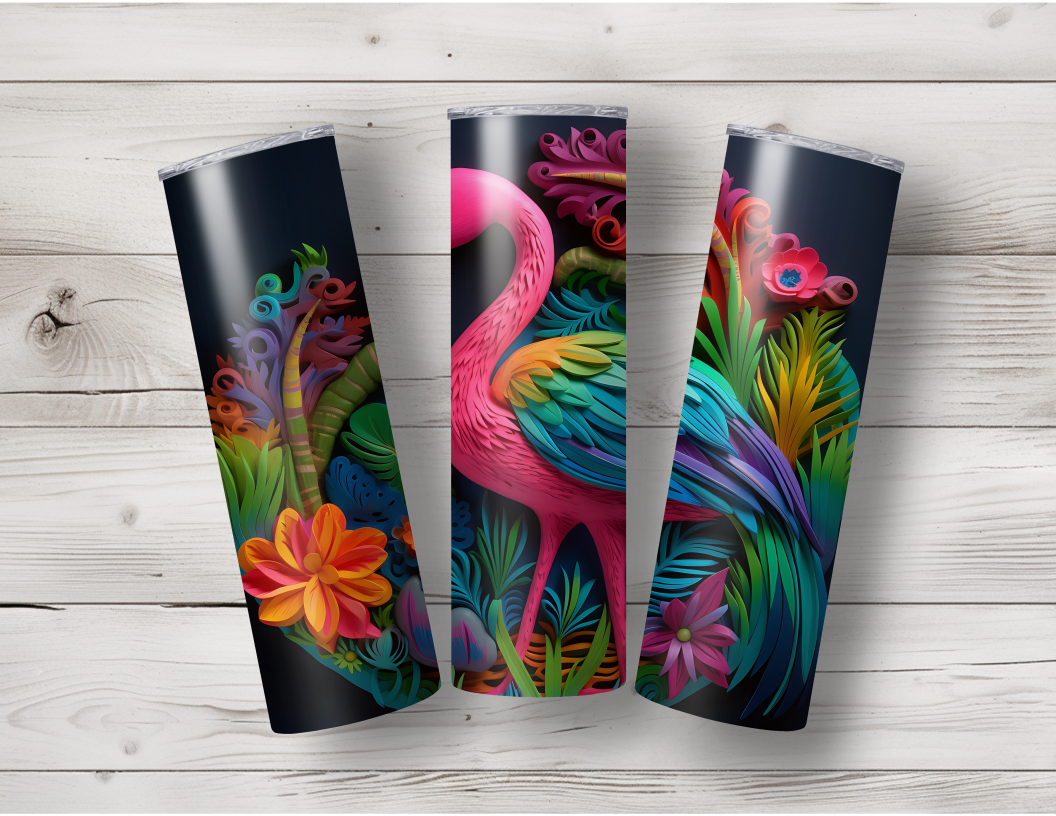 Flamingo Rainbow Sublimated 20oz Skinny Tumbler