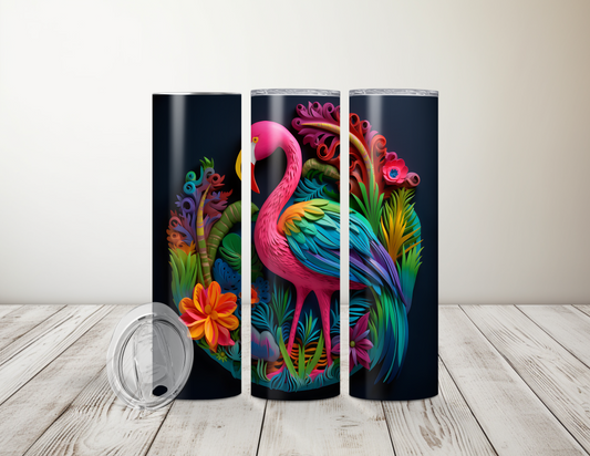 Flamingo Rainbow Sublimated 20oz Skinny Tumbler