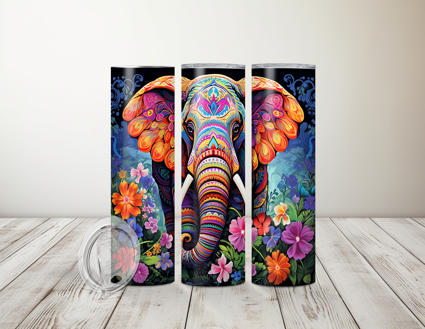 Floral Boho Elephant Sublimation 20oz Tumbler