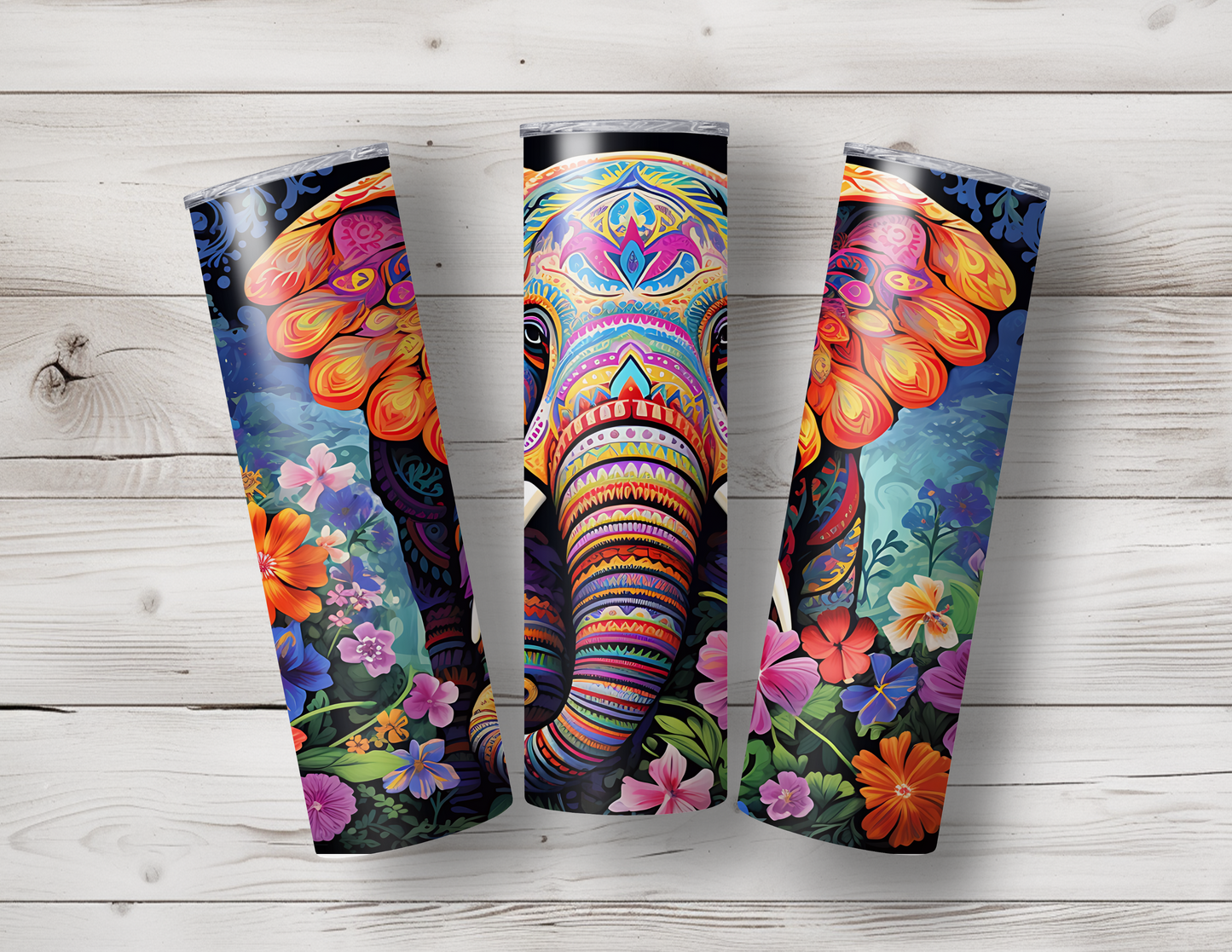 Floral Boho Elephant Sublimation 20oz Tumbler