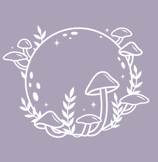 Full Moon and Mushies Vinyl Decal 8 inch