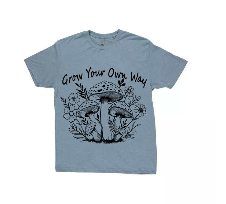 Grow Your Way Mushrooms and Flowers TriBlend Sublimated T-shirt