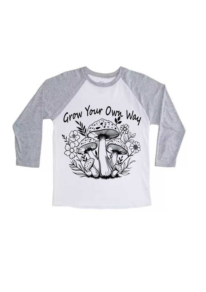 Grow Your Way Mushrooms and Flowers Baseball TriBlend Sublimated T-shirt