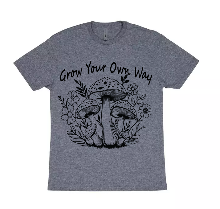 Grow Your Way Mushrooms and Flowers TriBlend Sublimated T-shirt