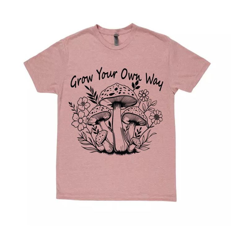 Grow Your Way Mushrooms and Flowers TriBlend Sublimated T-shirt