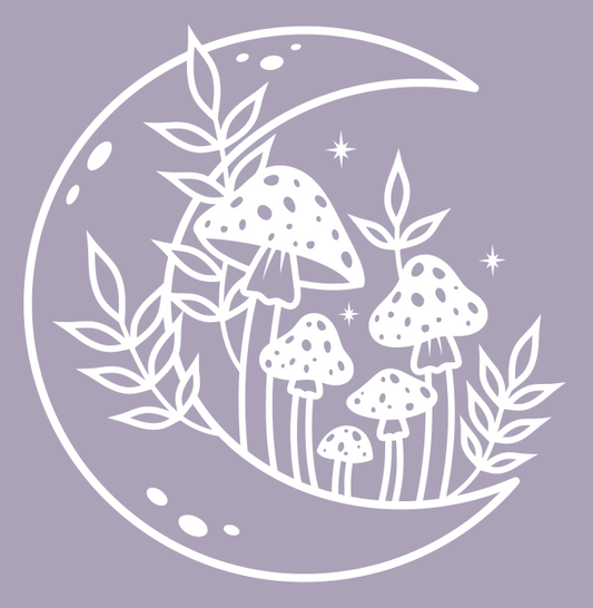 Half Moon and Mushies Vinyl Decal 8 inch