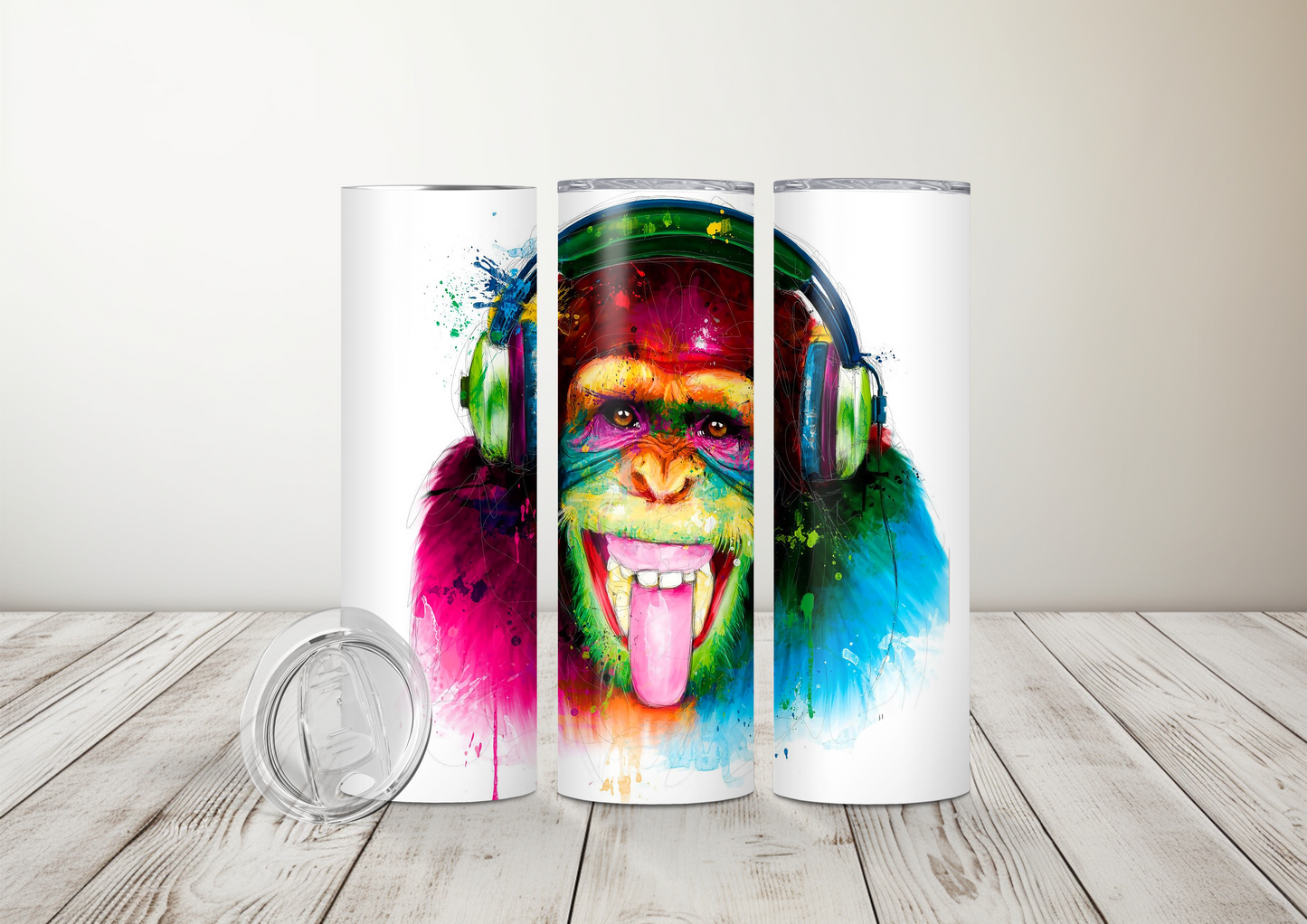 Monkey with Headphone Sublimation 20oz Tumbler