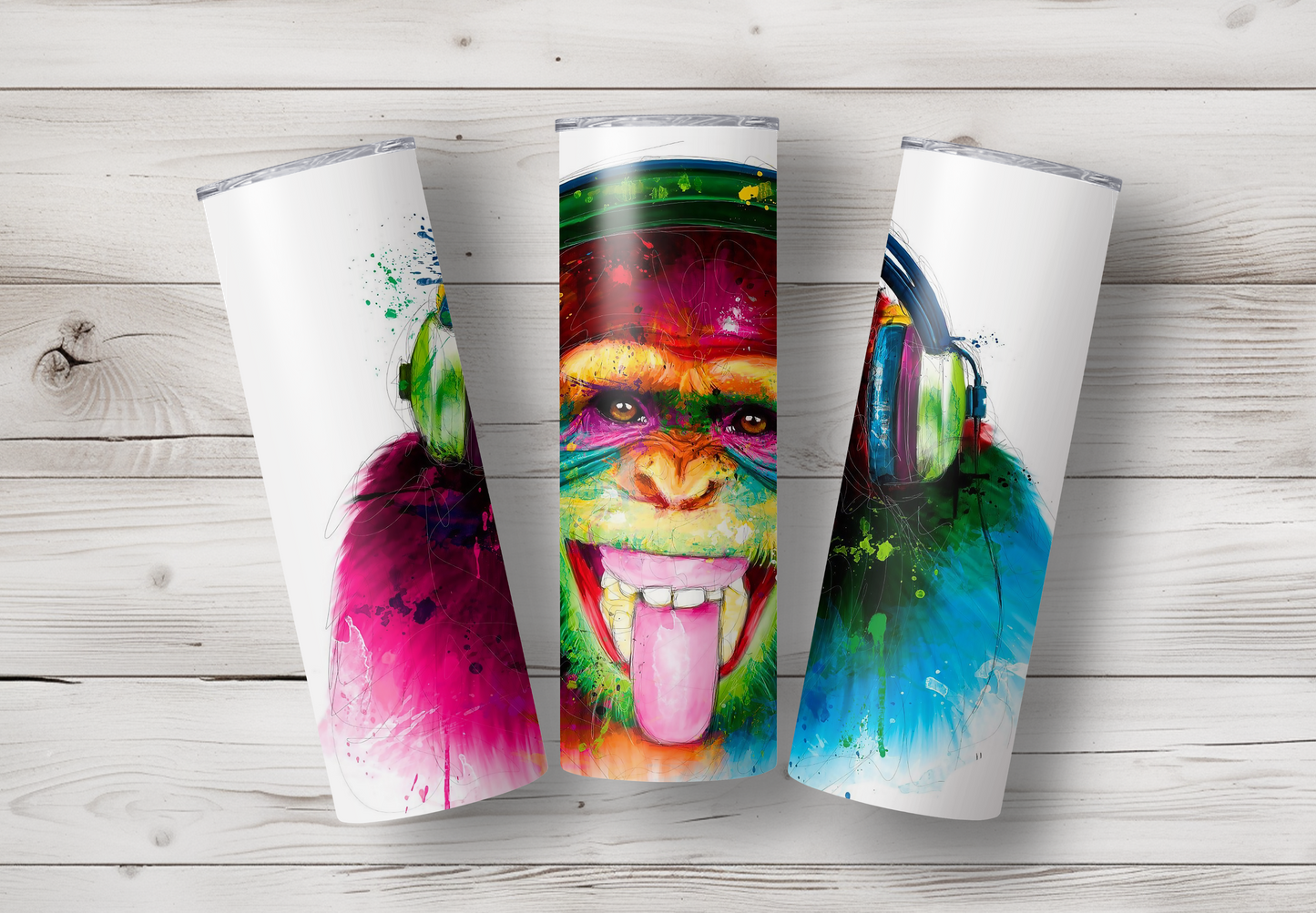 Monkey with Headphone Sublimation 20oz Tumbler