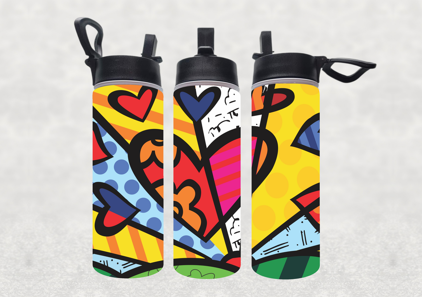 Heart Art Sublimation 22oz Water Bottle