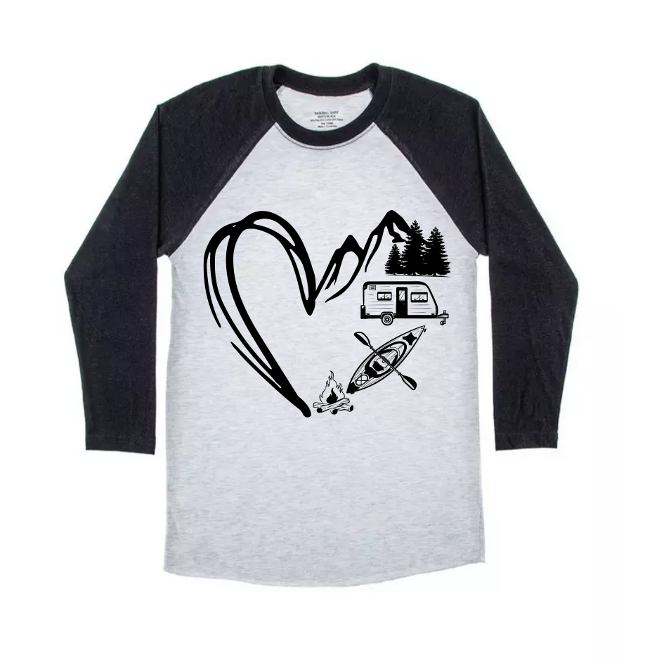 Heart, Camper, Fire Baseball TriBlend Sublimated T-shirt