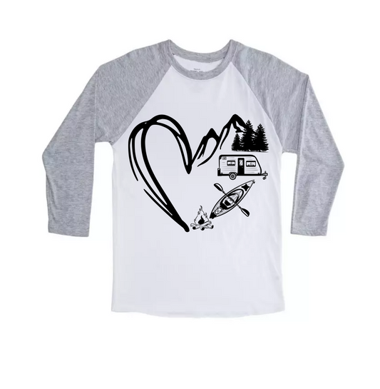 Heart, Camper, Fire Baseball TriBlend Sublimated T-shirt