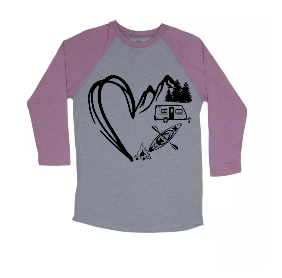 Heart, Camper, Fire Baseball TriBlend Sublimated T-shirt