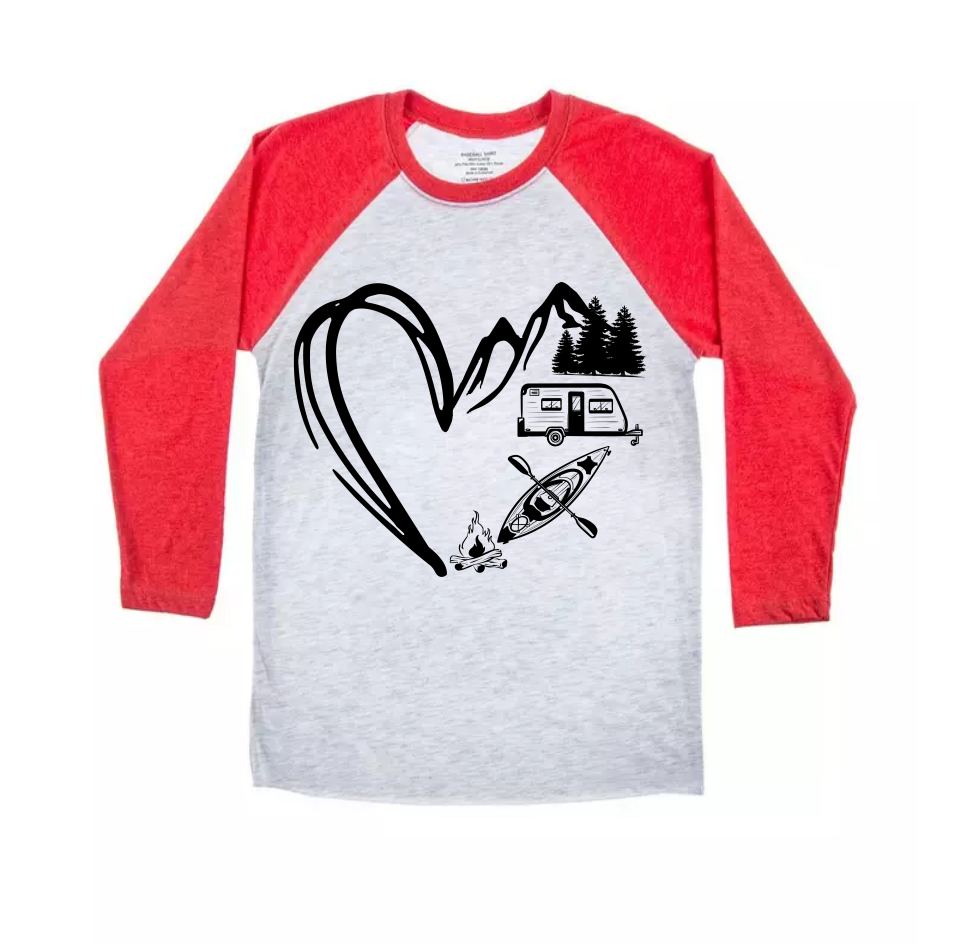 Heart, Camper, Fire Baseball TriBlend Sublimated T-shirt