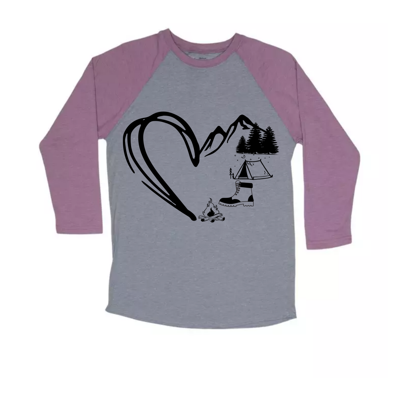 Heart, Tent, Boot, Fire Baseball TriBlend Sublimated T-shirt