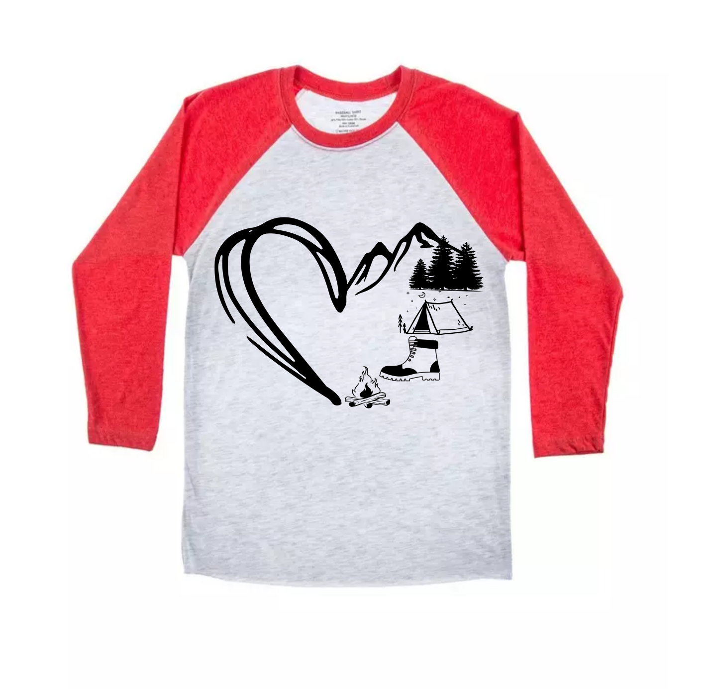 Heart, Tent, Boot, Fire Baseball TriBlend Sublimated T-shirt