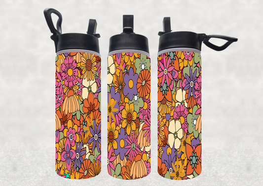 Hippy Flowers Sublimated Water Bottle 22oz