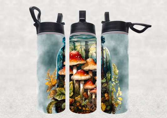 Jar of Mushroom Watercolor Water Bottle 22oz