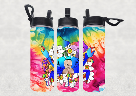 Fierce Floral Neon Crab Watercolor Water Bottle 22oz