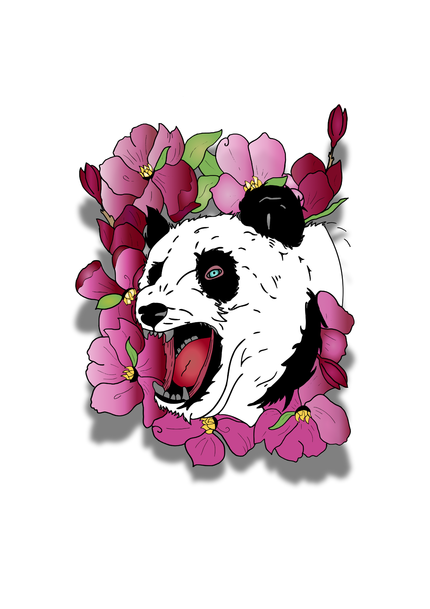 Panda Bear Sticker Fierce Florals Collection