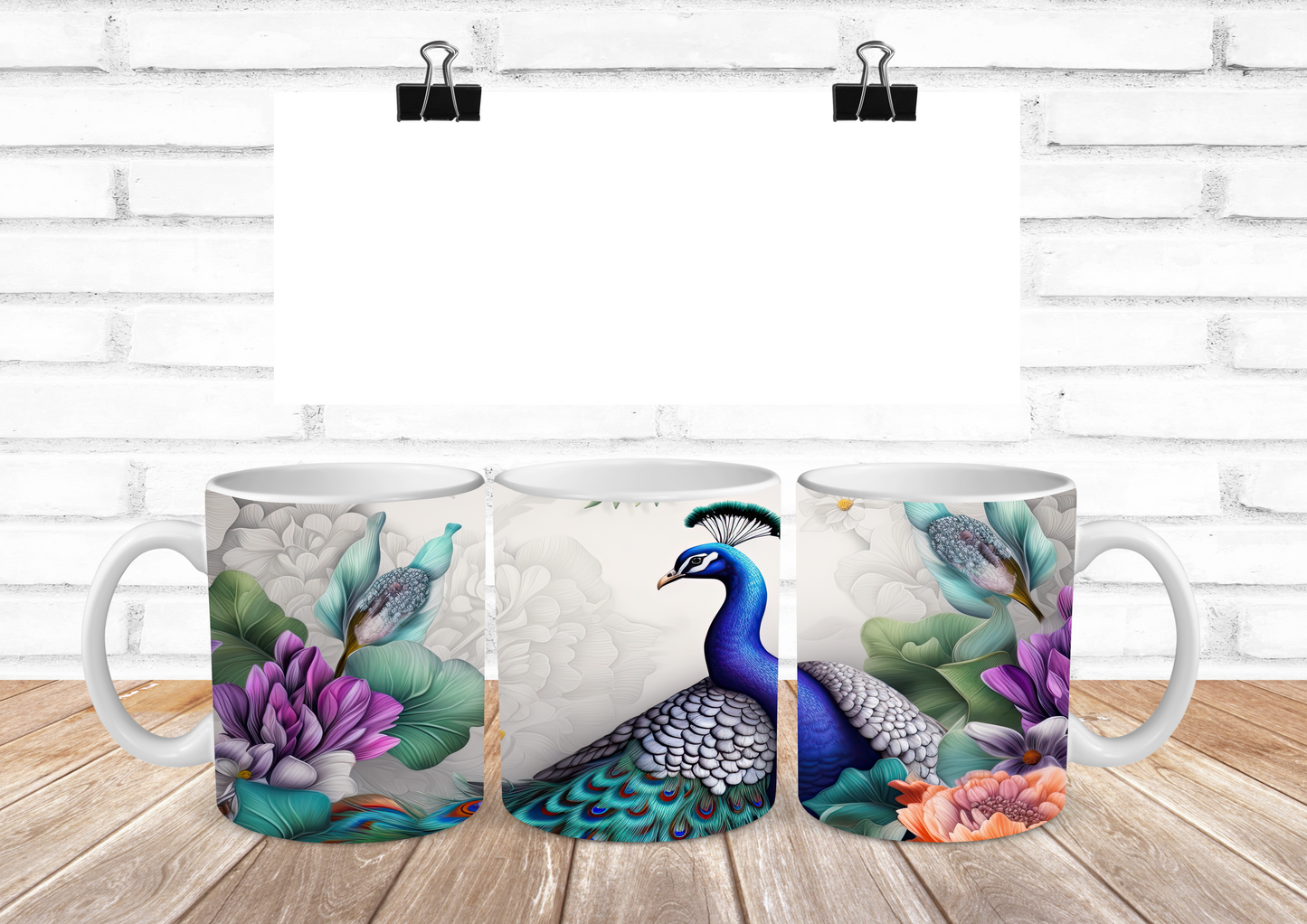 Peacock with Orange Flowers 11oz Ceramic Coffee Mug