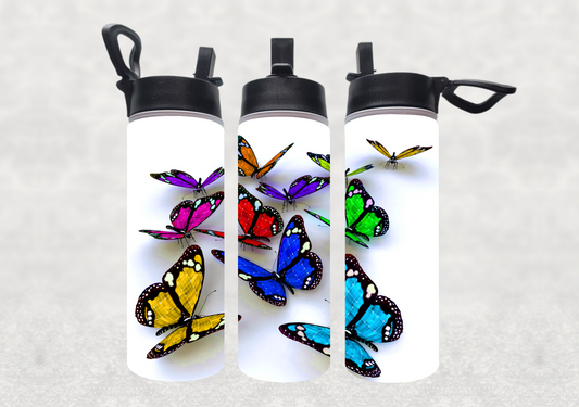 Rainbow Butterflies Sublimation 22oz Water Bottle