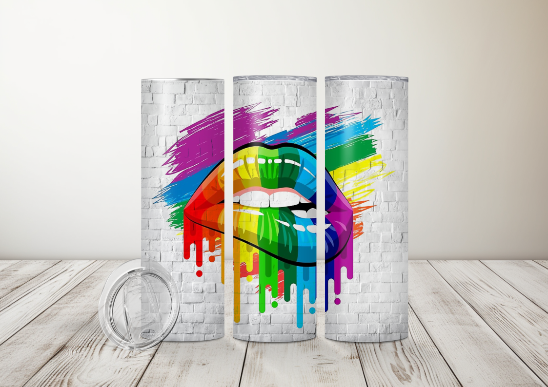 Rainbow Lips Sublimated 20oz Skinny Tumbler