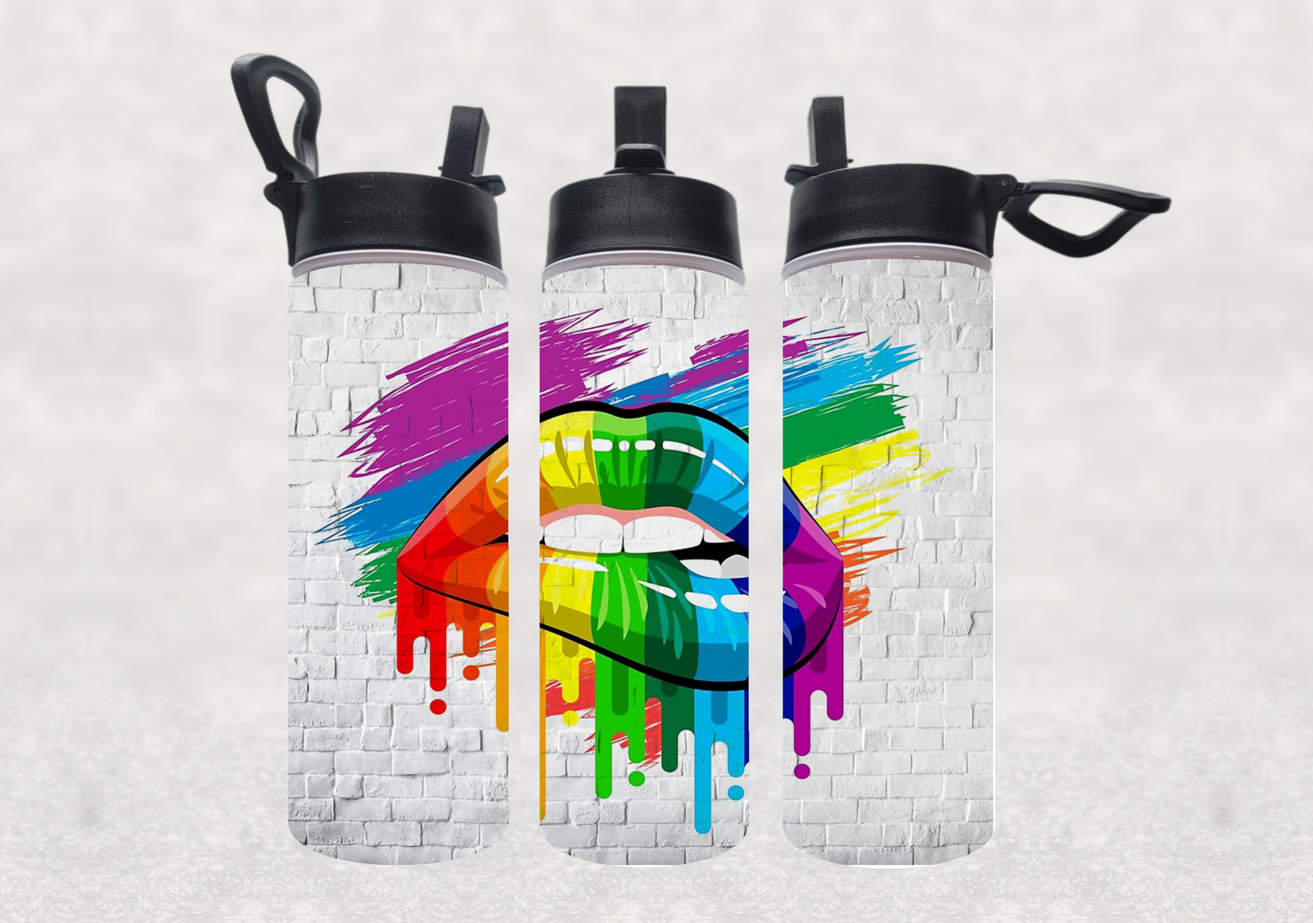 Rainbow Lips Sublimation 22oz Water Bottle