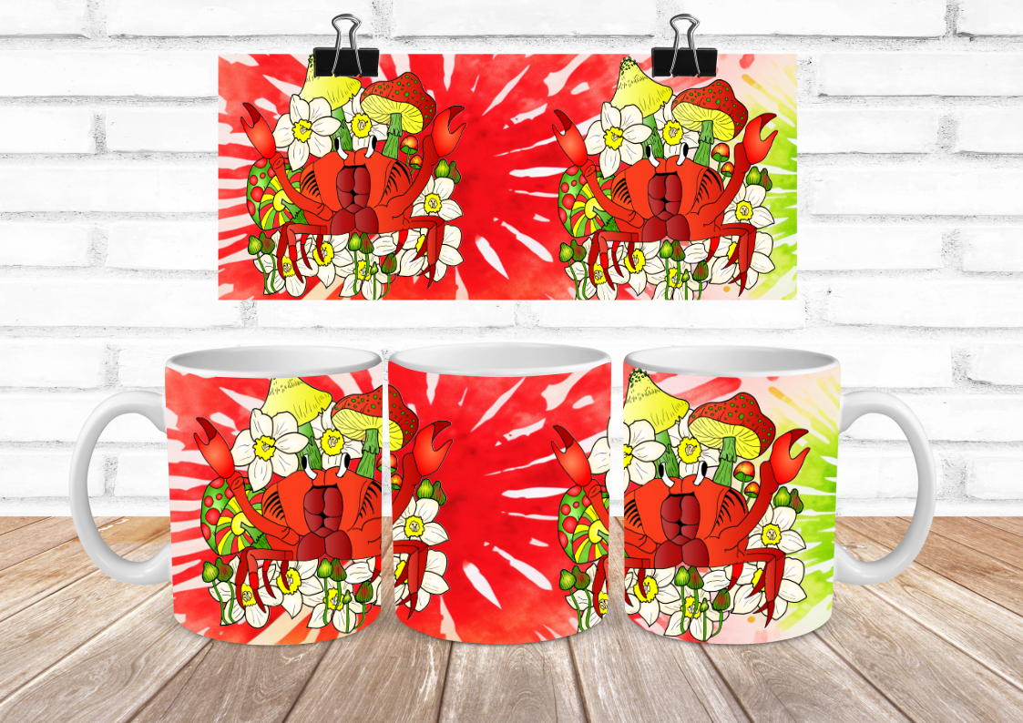 Rasta Crab Fierce Floral Collection Sublimation 11oz Coffee Mug